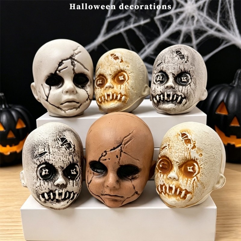 Bộ 6 nhân vật đầu búp bê YOI Eerie dành cho bữa tiệc Halloween