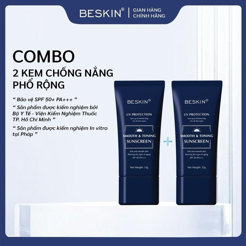 COMBO: 2 KEM CHỐNG NẮNG CHỐNG NẮNG PHỔ RỘNG "SMOOTH & TONING SUNSCREEN" SPF 50+ - Dung tích: 32g - T