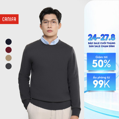 Áo len nam CANIFA trơn cổ tròn 8TE25W002