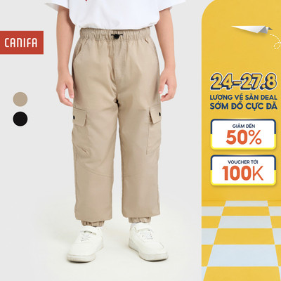 Quần kaki bé trai CANIFA cạp chun thoải mái gấu bo chun phối túi hộp hai bên 2BK25S002