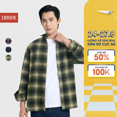 Áo sơ mi nam CANIFA dài tay họa tiết kẻ caro 8TH25W001
