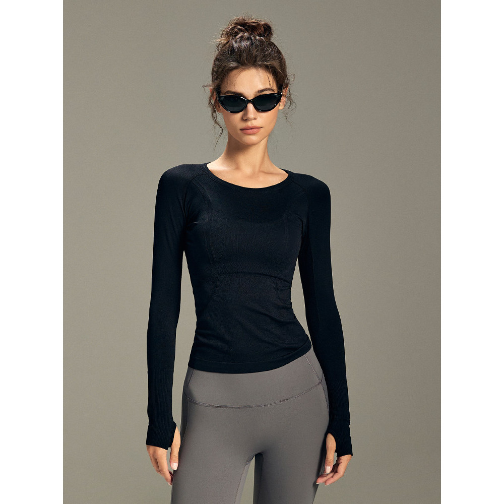 Choc Girl kendall kendall Cùng Phong Cách Thể Thao Áo Thun Dài Tay Chạy Bộ Yoga Top Mỹ Retro Thể Dục