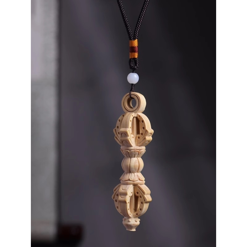Xác Thực Lá Nhỏ Gỗ Hộp Khắc Handmade Năm Dây Vajra Pestle Puba Pestle Vajra Pestle Chơi Sưu Tập