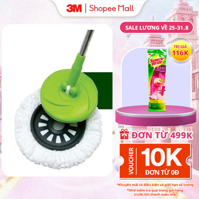 Bông lau thay thế Bộ cây lau nhà 360 độ 3M™ Scotch-Brite™, thấm hút nước tốt, 32.5x32.5cm