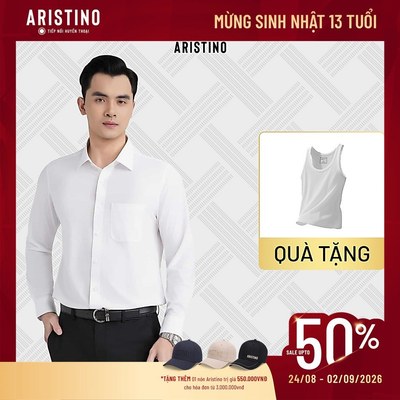 Áo Sơ Mi Trắng Có Túi Ngực Aristino Business 100% Cotton Thiết Kế Tà Lượn 1LS610EDP01