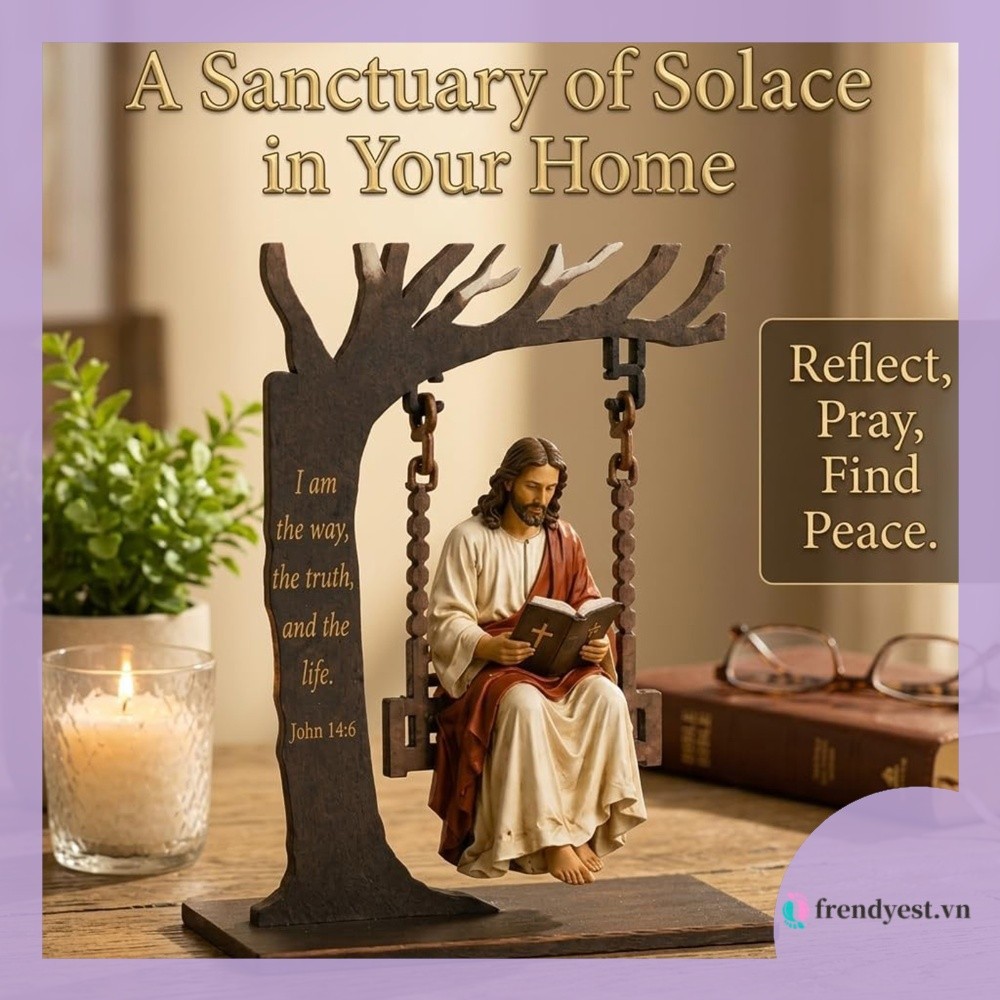 [frendyest.vn] Christian Jesus Swing Ornament Wood Jesus Bible Swing Ornament Christian Bibles Readi