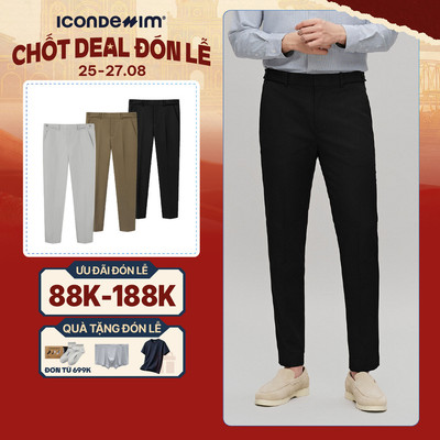 Quần Tây Nam ICONDENIM Ống Ôm Button Sidetab Form Slim QTID0068