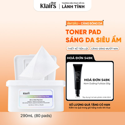 Mặt nạ giấy Dear, Klairs Freshly Vitamin Skin Prep Pads hỗ trợ sáng da, mờ thâm 290ml [FS]