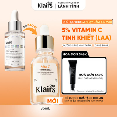 [Bản Mới] Dear Klairs Tinh chất Vitamin Drop hỗ trợ dưỡng sáng và đều màu da 35ml [FS]