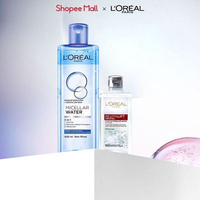 Bộ đôi nước tẩy trang làm sạch sâu và kiềm dầu Micellar Water L'Oreal Paris 400ml & 95ml