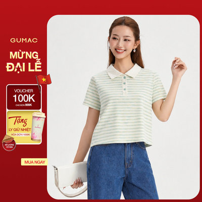 Áo Polo Nữ Gmorning - GUMAC Form Ôm Cổ Bẻ Tay Ngắn Nút Đồng Màu Tinh Tế Thanh Lịch YAPG07024