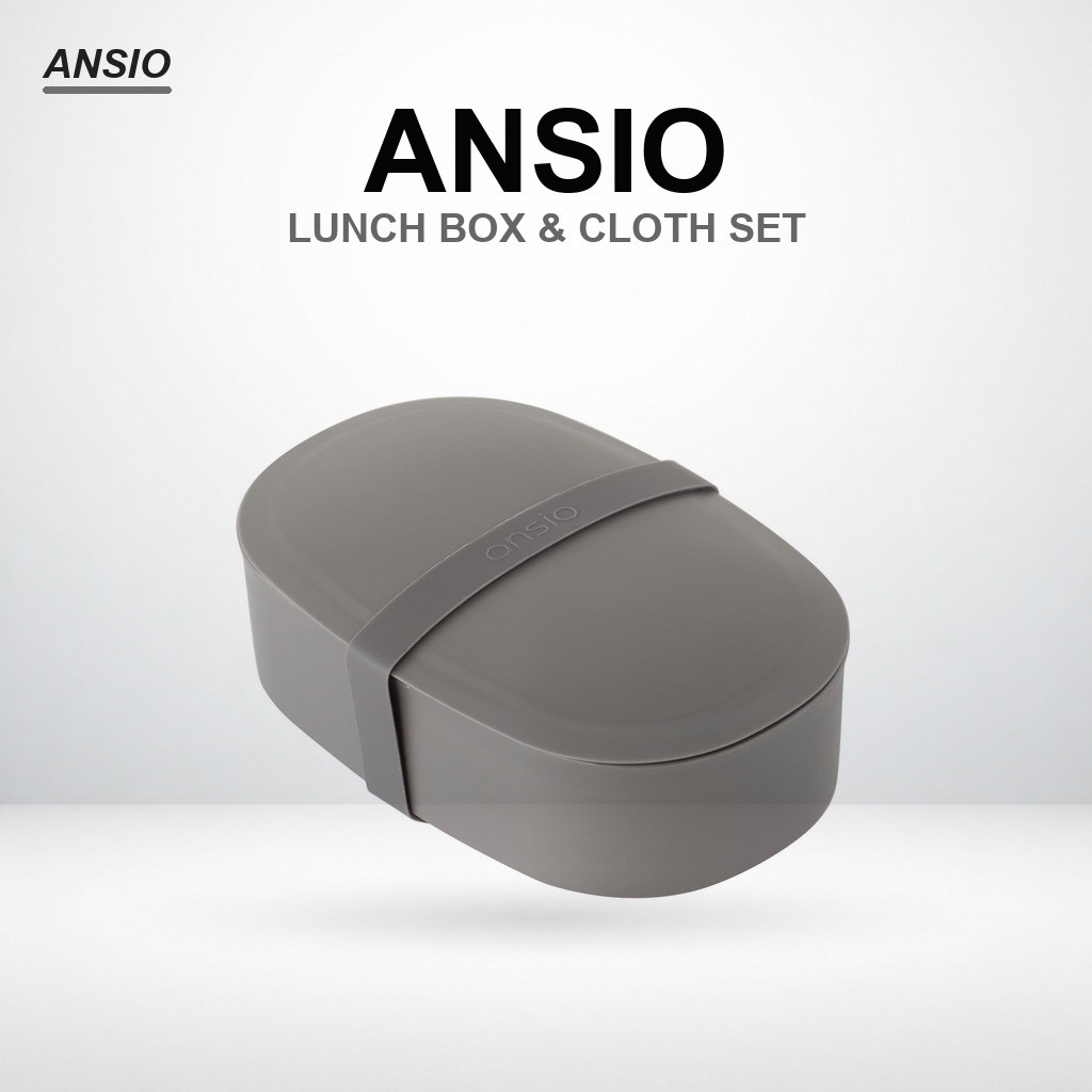 Versatile ansio Lunch Box and Cotton Lunch Cloth Set, Microwave & Dishwasher Safe, Made in Japan