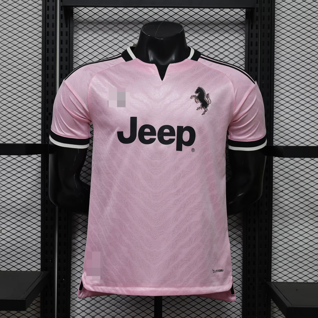 Phiên bản cầu thủ mới 2627 Áo thun bóng đá ngắn tay màu hồng sân khách Juventus màu hồng cao cấp