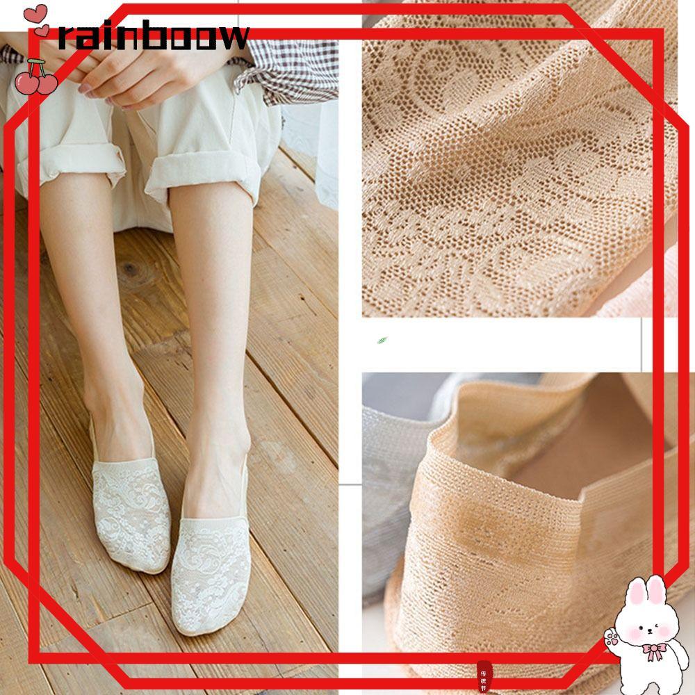 Tất vô hình cổ thấp RAINBOOW, Tất thuyền ren nữ mùa hè thoáng khí, Tất ngắn thông thường Tất ren Tất