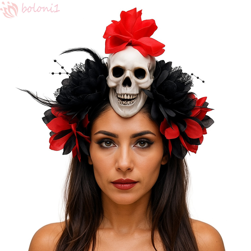 [COD] Băng đô đầu lâu, Hoa mô phỏng bóng tối Băng đô đầu lâu Halloween, Mũ đội đầu dơi cá tính Trang
