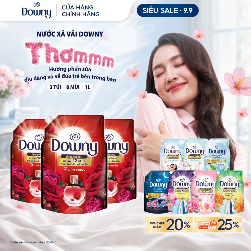 [Downy.] Combo 3 Nước Xả Vải Downy Nhiều Mùi - Túi 1L X3