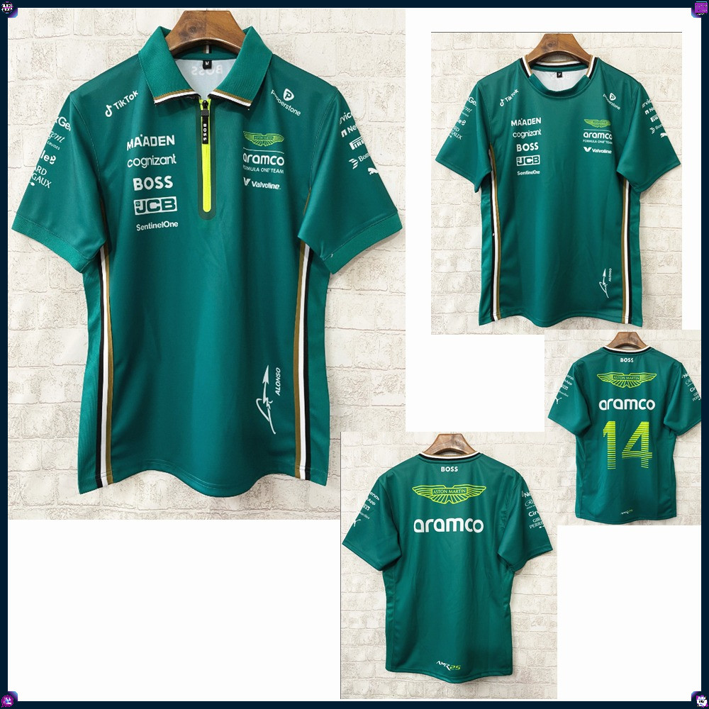 MỚI 2025 -26 Aston Martin Aramco Nhận thức F1 Fernando Alonso Team Driver Áo polo S-5XL
