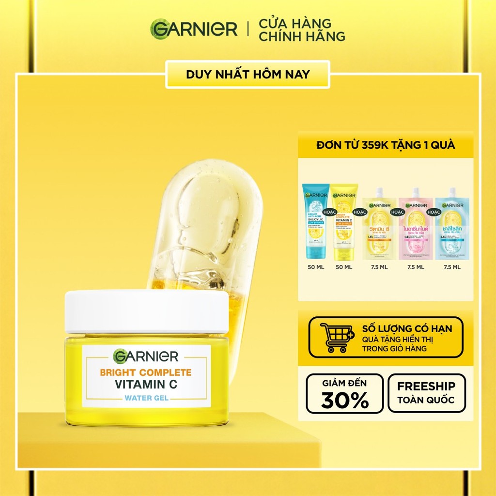 Kem dưỡng ẩm Garnier Water Gel mỏng nhẹ cấp ẩm tới 48H & hỗ trợ sáng da 50ml