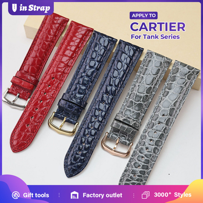 Cá sấu & Tương thích với CARTIER Tank London Clé de Cartier Dây đeo đồng hồ da nam và nữ