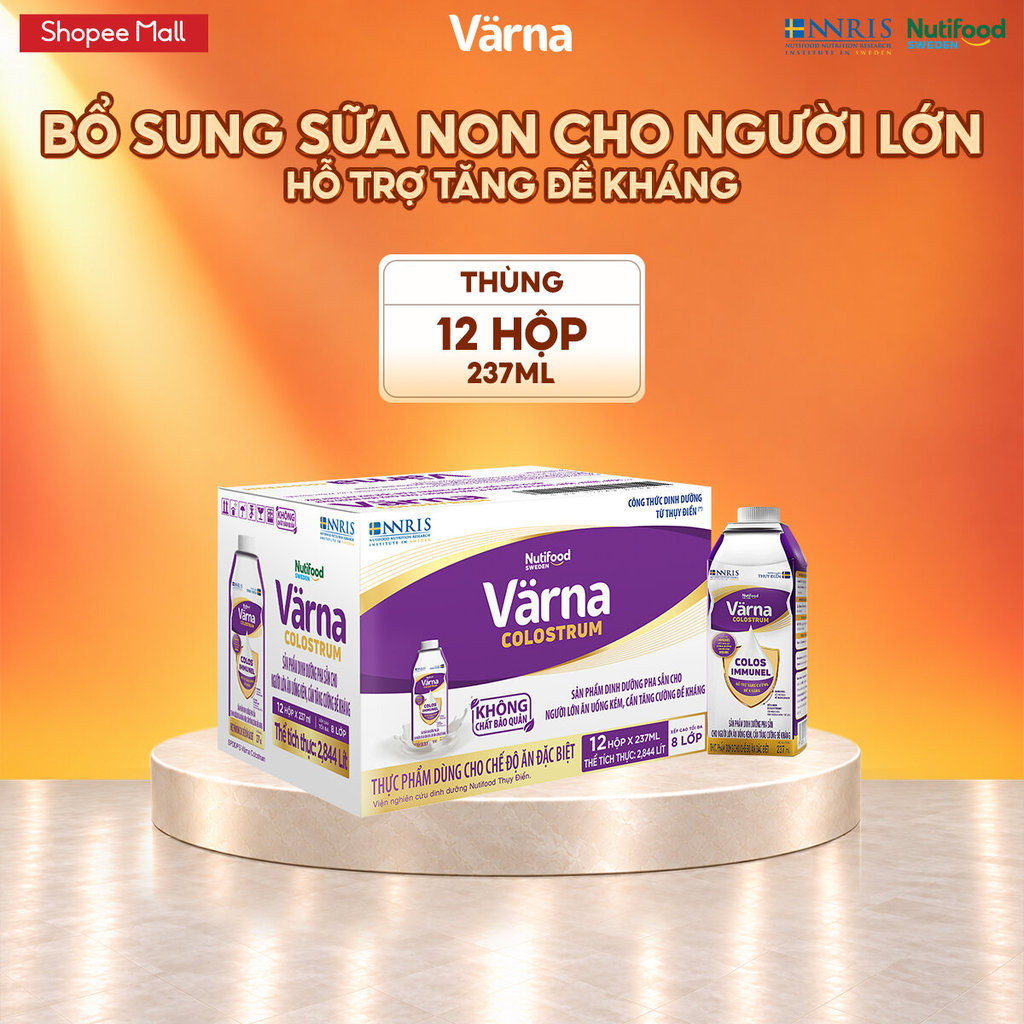 Thùng 12 Hộp Sữa Bột Pha Sẵn Varna Colostrum (12 Hộp GIấy X 237ml) - Bổ Sung…