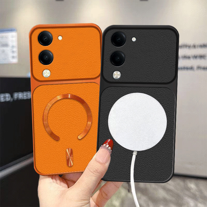 Ốp Lưng Cho Vivo Y04 Vỏ Điện Thoại Thiết Kế Mới Với Cuộn Dây Từ Tính Ống Kính Lớn Cửa Sổ Chống Sốc Vỏ