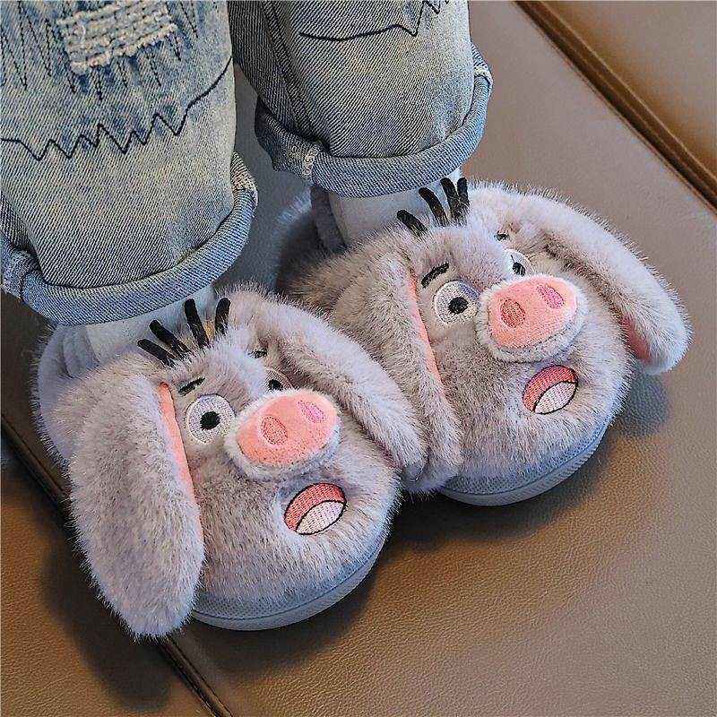 Children Winter Cotton Slippers Cartoon Boy Girls Warm Non-Slip 2025 New Plush Baby Home Slippers Hq