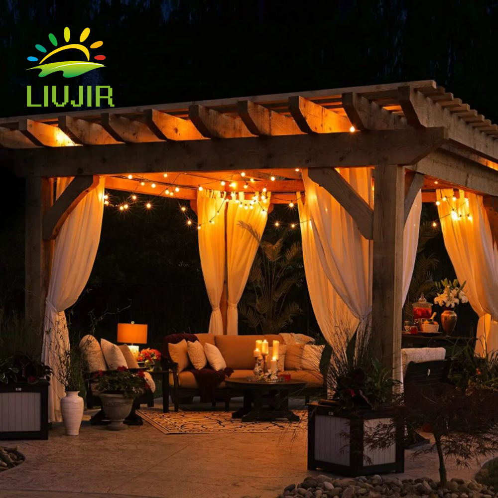 Đèn dây ngoài trời LIUJIR, Thiết kế chống vỡ đầu ra điện áp rộng G40 Đèn dây quả cầu LED, Hình quả c