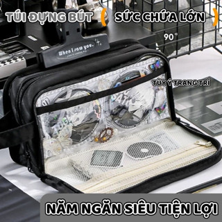  Túi Đựng Bút Basic Nhiều Ngăn Cỡ To – Túi Bút Đơn Giản Gọn Gàng Phong Cách Tối Giản Cho Học Sinh 