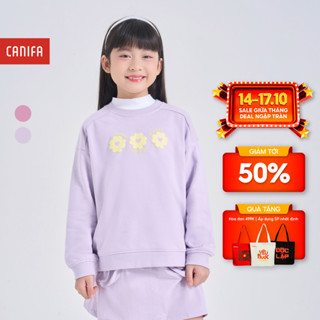 Áo nỉ bé gái CANIFA dài tay cổ tròn in họa tiết dễ thương 1TW24W002