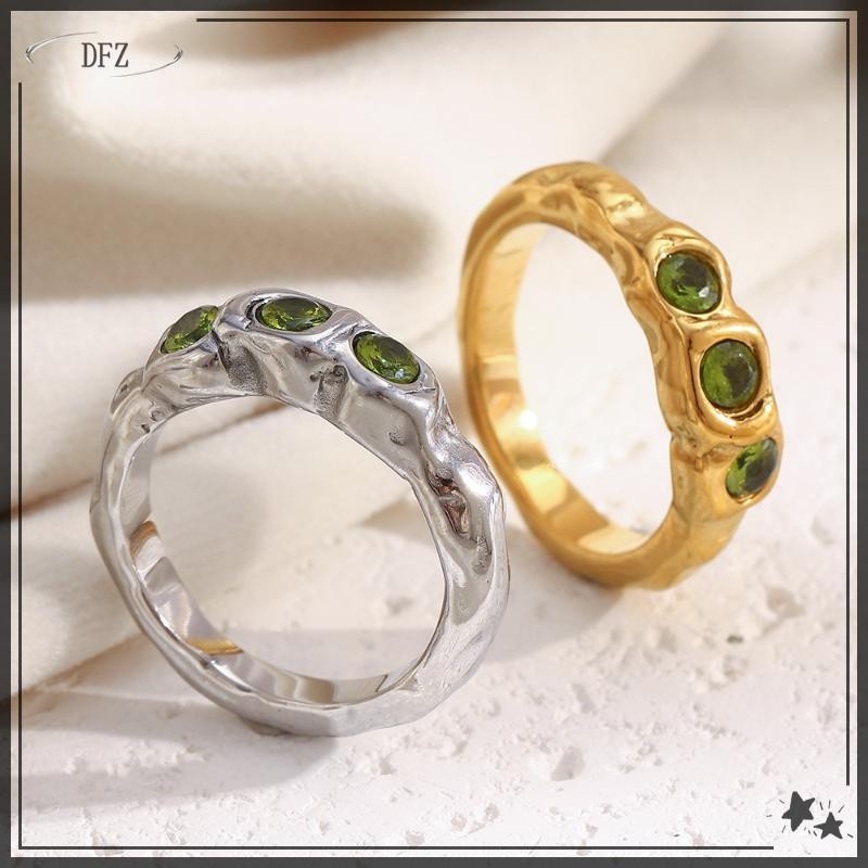 TOMJ - Nhẫn Zircon Xanh Thép Phong Cách Vintage Đơn Giản Cho Nam