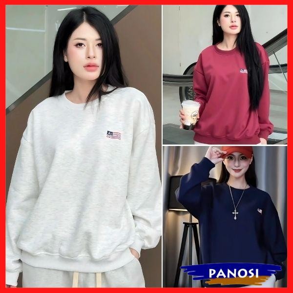 Áo sweater thêu cờ Mỹ nỉ 2 da cao cấp áo nỉ nữ dài tay bo gấu nhiều màu hottrend hàng loại đẹp A24 PANOSI | BigBuy360 - bigbuy360.vn