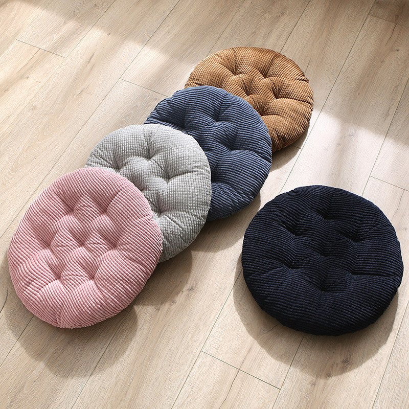 Simple Thick Corduroy round Cushion Chair Cushion Pad Futon Tatami Floor Mat HdA8