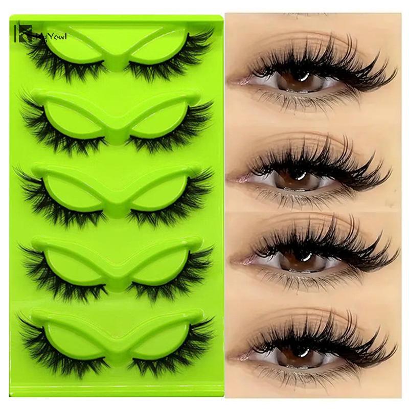 KgYewl 5 Đôi Lông Mi Cáo Lông Mi Giả Lông Mi Wispy Lông Mi Tự Nhiên Nhìn Cánh Dài Lông Mi Cuối Mắt C