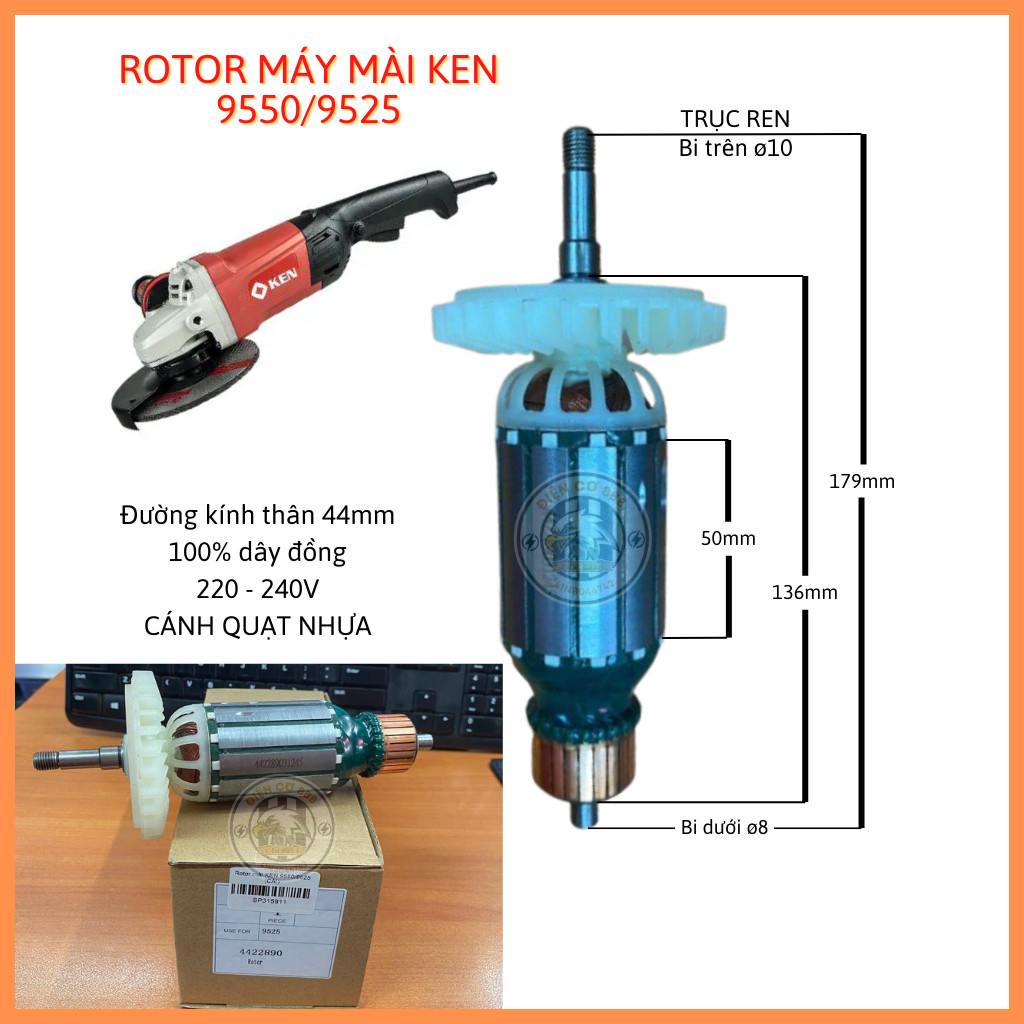 Rotor mài KEN 9550, 9525 220V - Tặng chổi than