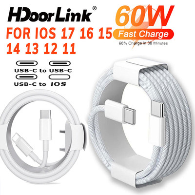 Cáp HdoorLink USB C Sang Type C / IOS Cho Điện Thoại 17 16 15 14 13 12 PD60W Cáp Sạc Nhanh Cáp 20W