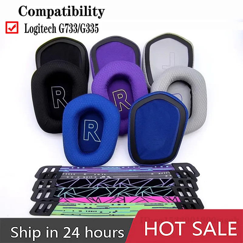 Ear pads for Logitech G733 KDA Games Headphones Replacement Universal Earmuffs Ear Pillows Headband 