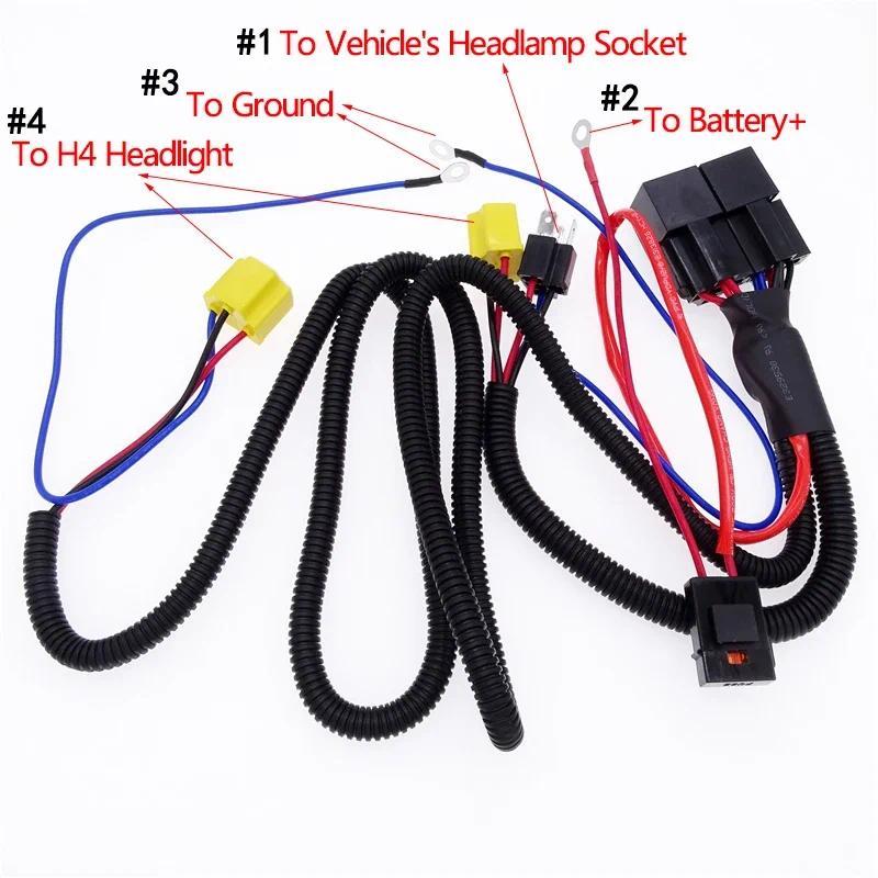 1Pc H4 9003 Đèn Pha Tăng Cường Dây 12V 200W Dây Đồng 30A Cầu Chì Rơ Le Phù Hợp Với VW Golf Jetta Sci