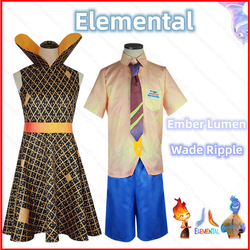 Phim Nguyên Tố Cosplay Trang Phục Ember Lumen Wade Ripple COS Dành Cho Trẻ Em Người Lớn Đầm Áo Sơ Mi