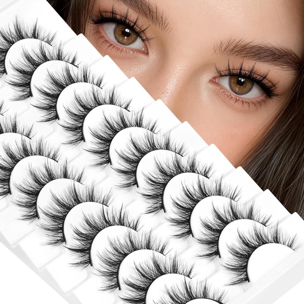 Lông Mi Giả Manga Mi 10 Cặp Wispy Mi Dải C Curl Lông Mi Giả 10-15mm Anime Mi Lông Mi Tơ Giả Mi Chồn 