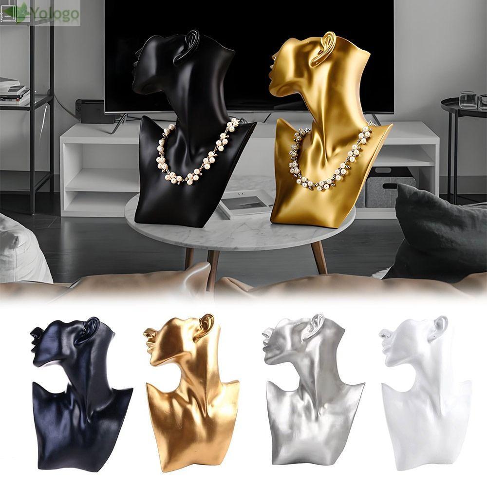 Giá trưng bày trang sức hình nộm YOLOGO, Giá đỡ trưng bày đồ trang sức bằng nhựa hình nón, Mặt bên đ
