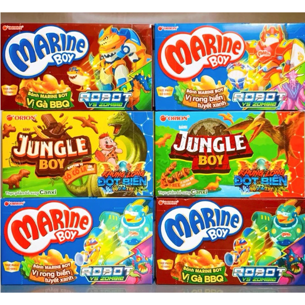Thùng 20 Hộp Snack Bim Cá Marine Boy, Jungle Boy Đủ Vị x 35Gr| NPP SƠN HÀ MART