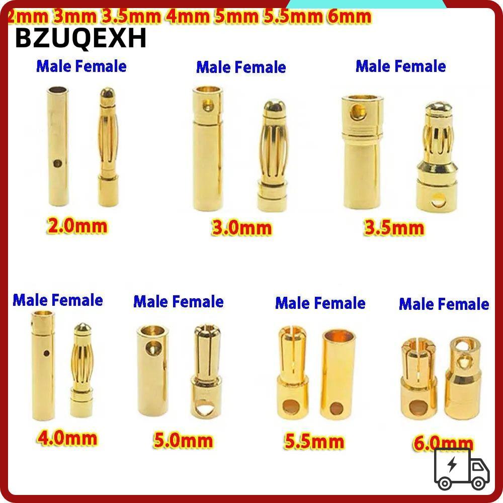 BZUQEXH Banana Male Female Connector, 5mm 5.5mm 6mm 2mm 3mm 3.5mm 4mm Pin Mạ vàng Bullet Banana Plug