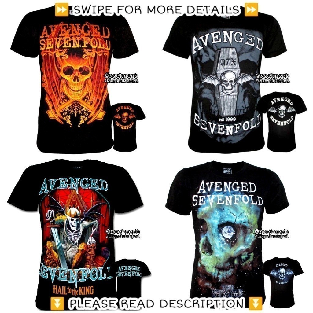 Avenged thời trang 2024 Sevenfold A7x Baju Band Áo thun Rock Grunge Punk Nu Metal Thrash Vintage Boo