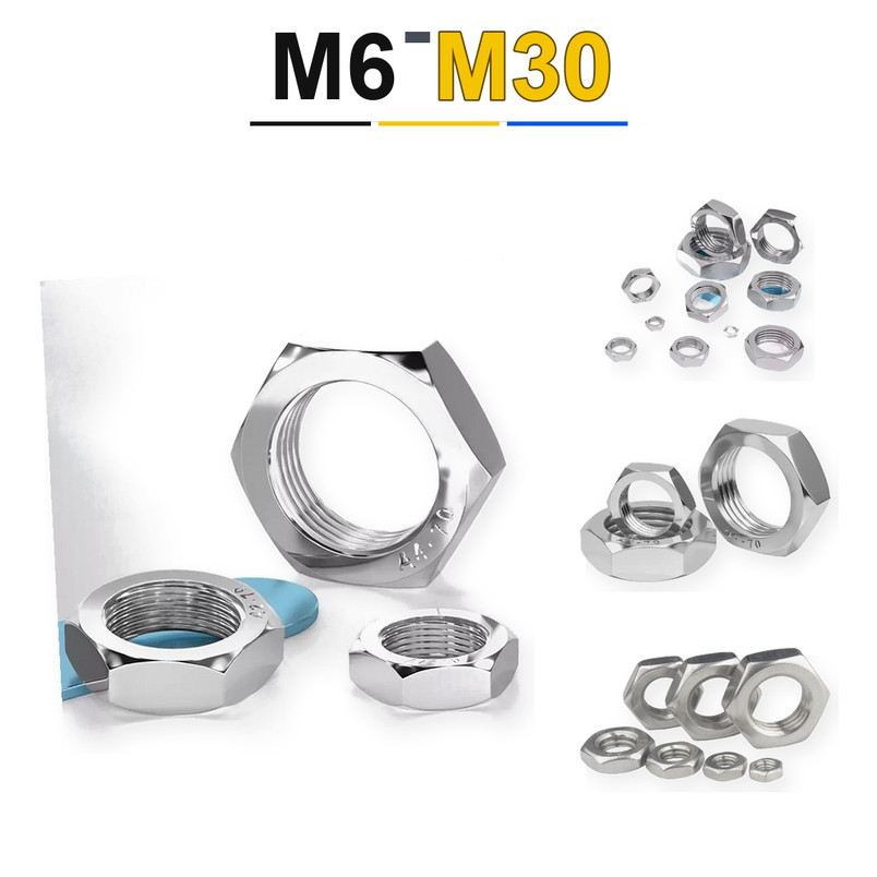 đai ốc mỏng lục giác ren mịn INOX 304 M6*0.5 M6*0.75 M8*0.75 M8*1.0 M10*1.0 M10*1.25 bền chắc chống 