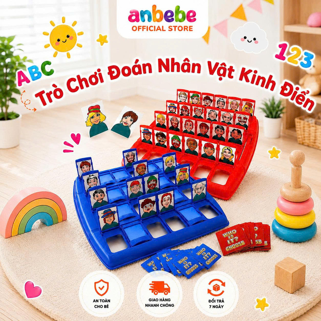 Bộ Đồ Chơi Board Game "Who Is It?" – Trò Chơi Đoán Nhân Vật Kinh Điển, Rèn Luyện Trí Nhớ Thú Vị Cho 