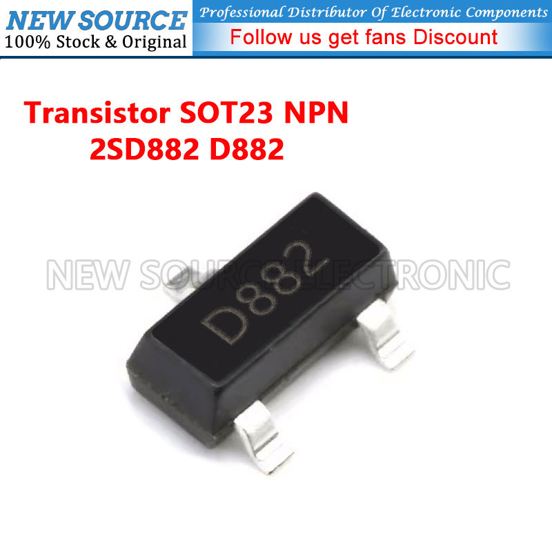 [20-100 chiếc] 2SD882 D882 SOT23 NPN Bộ chuyển đổi nguồn SMD Chip Triode Nguồn mới
