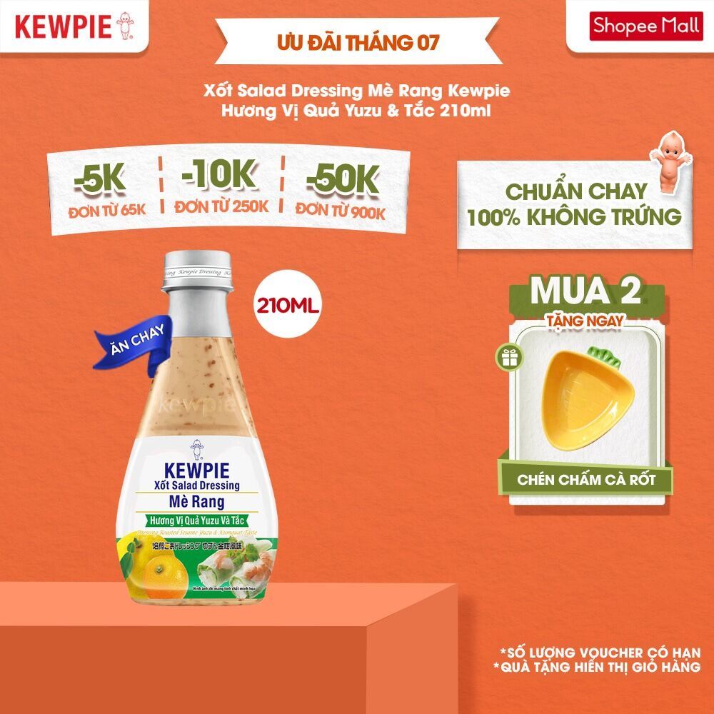 Xốt Salad Dressing Mè Rang Kewpie Hương Vị Quả Yuzu & Tắc 210ml