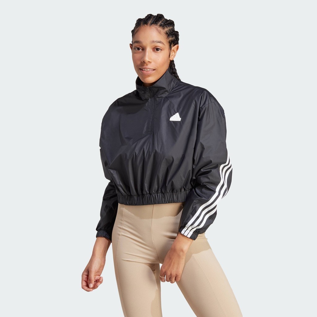 adidas Lifestyle Future Icons 3-Stripes Woven 1/4 Zip Jacket Women Black IB4153