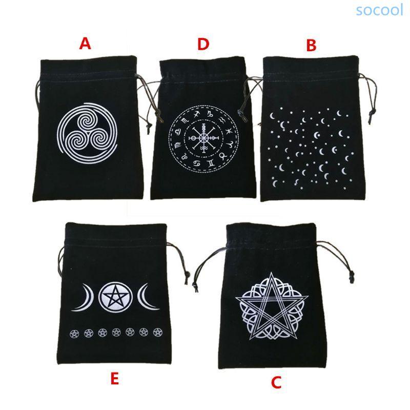 Soc * Con lắc Bói toán Khăn trải bàn Bàn Runes Altar Bàn vải Board Game Dây rút Flannel Túi Tarot Lư