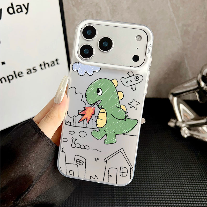 Ốp Lưng iPhone 17 Pro Max Hình Khủng Long Thở Lửa Hoạt Hình Dễ Thương Silicon Mềm Chống Sốc Cho 16 1